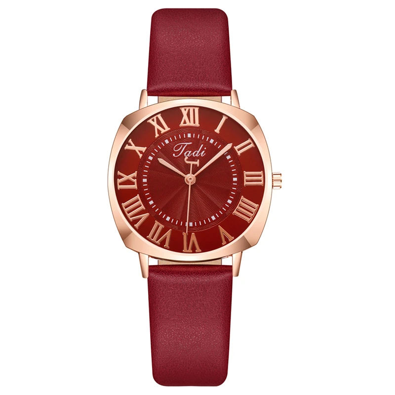 

New Leather Belt Square Roman Scale Ladies Clock Students Creative Fashion Quartz Watch Manufacturers Wholesale