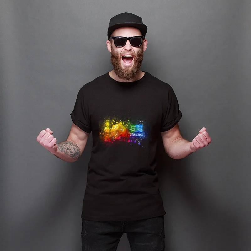 

New Coming Watercolor Animation Custom Crazy T-Shirt New Design Classic T Shirts Cotton O-Neck Tops T Shirt Anti Wrinkle