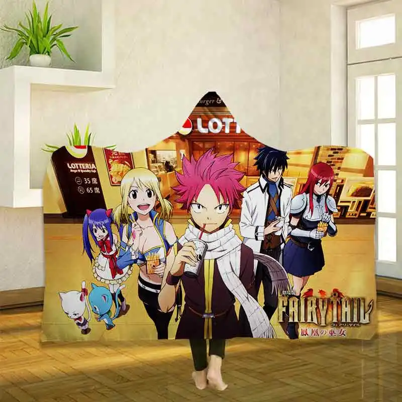 Аниме Fairy Tail 3D печати пледы с капюшоном Одеяло носки теплые флисовые постельные