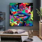 Современный граффити Художественная печать красочные сексуальные губы холст живопись маслом Современный плакат печать на стене искусство в строительстве