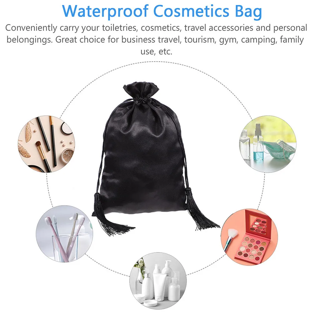 

3pcs Hair Extensions Packaging Satin Bags Drawstring Wig Bags Hair Storage Pouch