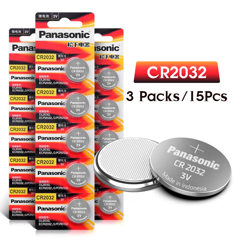 

PANASONIC 15 шт. cr2032 3 в кнопочные батарейки, монетные батарейки CR2032 DL2032 KL2032, литиевая одноразовая батарейка для телефона