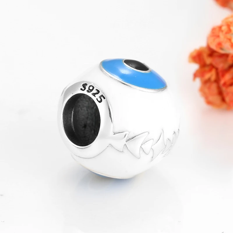 Новинка 2019 925 пробы серебряный белый и синий эмаль амулеты с голубым глазом