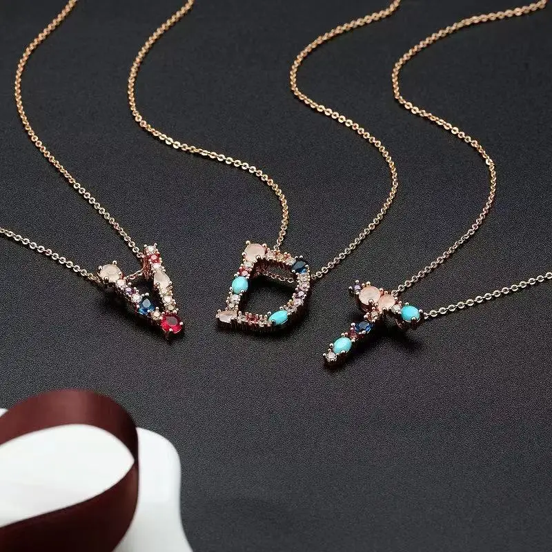 Ожерелье из циркония с 26 буквами цирконий микроинкрустацией меди подвеска |