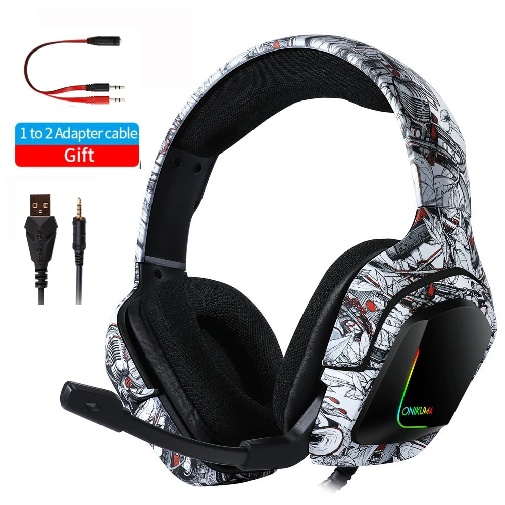 ONIKUMA K20 игровая гарнитура для PS5 Ps4 Casque прочные игровые стереонаушники с
