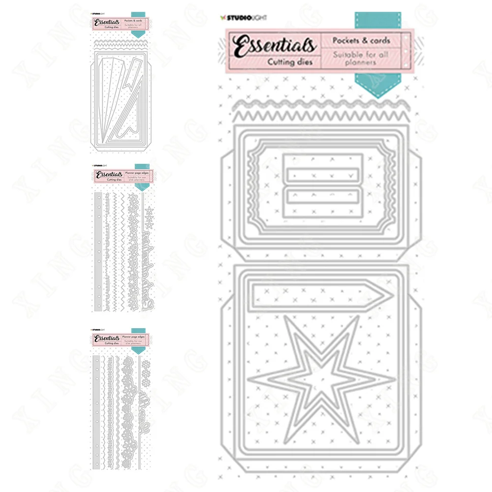 

New Pocket Label Star Heart Edges Long Flowers Metal Cutting Dies Scrapbook Diary Decoration Stencil Embossing Template Arrival