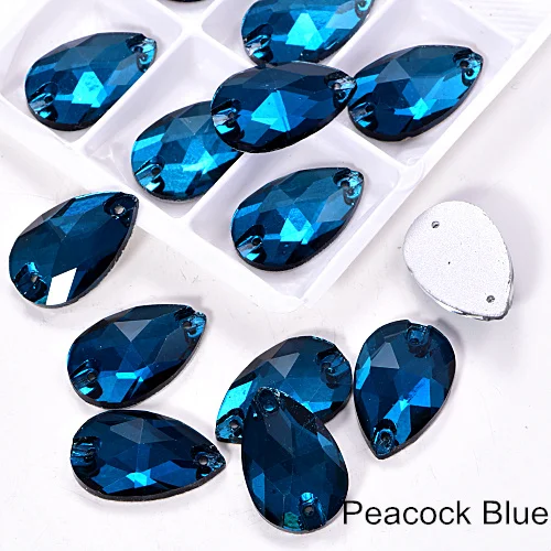 Peacock Blue Слеза много Цвета с украшением в виде кристаллов Стекло пришить стразы пришивные стразы прямая швейная стразы свадебное платье B3839 - Цвет: Peacock Blue