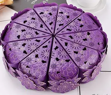 1 purple 20 pieces 20 шт./лот, коробки для конфет с романтическим цветочным декором, бумажная Подарочная коробка для торта, свадебной вечеринки, полый шоколадный Подарочный крафт-пакет, сахарный чехол - Цвет: 1 purple 20 pieces