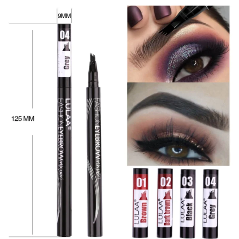 Карандаш для бровей водостойкий 4 цвета с насадками|Средства роста бровей| |