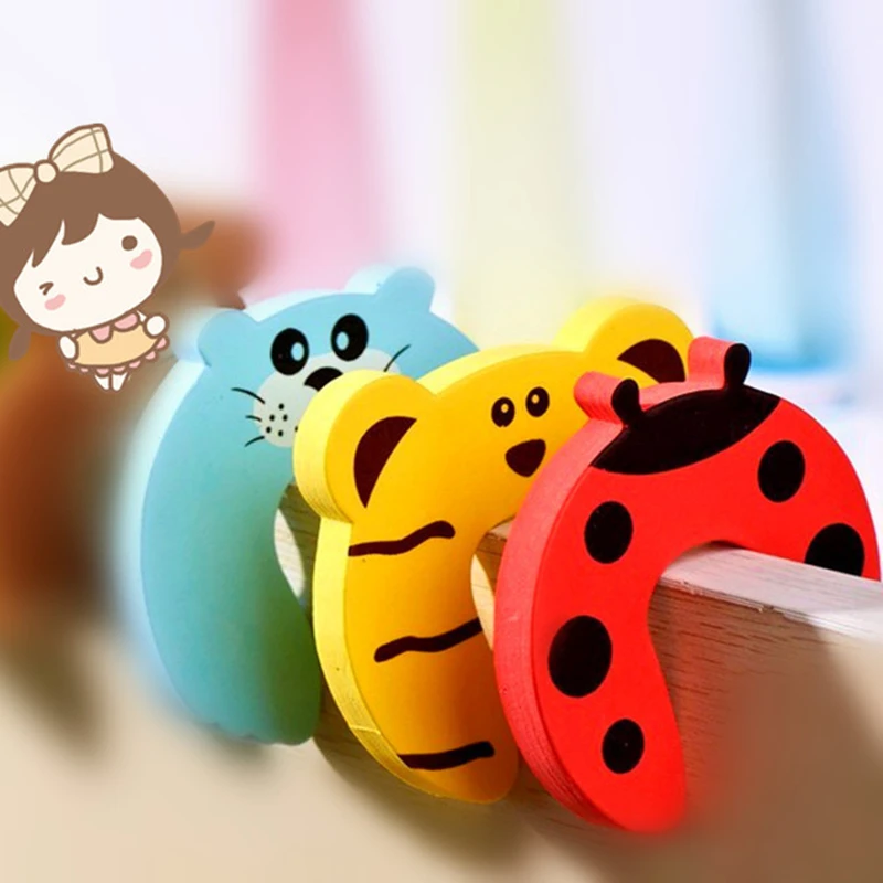 10pcs/ lot) Child safety cartoon door card door stop doors safety products transparent bag softcover YYT198