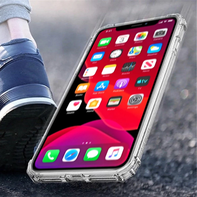 Противоударный силиконовый чехол для iPhone 11 Pro Max X XS Max XR, прозрачный мягкий прозрачный чехол из ТПУ для iPhone, ультратонкая задняя крышка