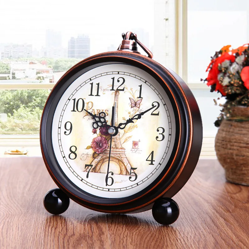 Cute Alarm Clock Mute Bedside American Country Retro Nostalgic Bedroom European Multifunctional Metal | Дом и сад