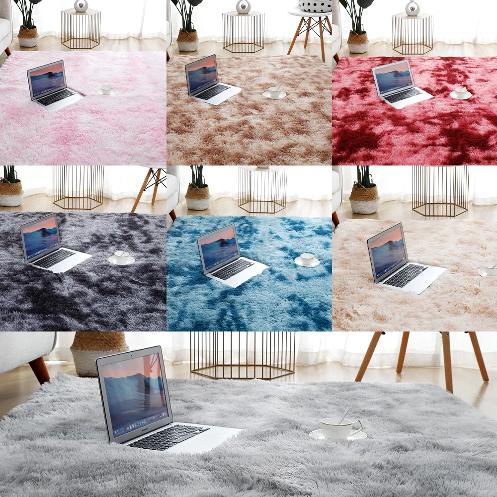 

Soft Carpet for Living Room Plush Rug Fluffy Thick Carpets Bedroom Decor Area Long Rugs Anti-slip Floor Mat Gray Kids Room Mat