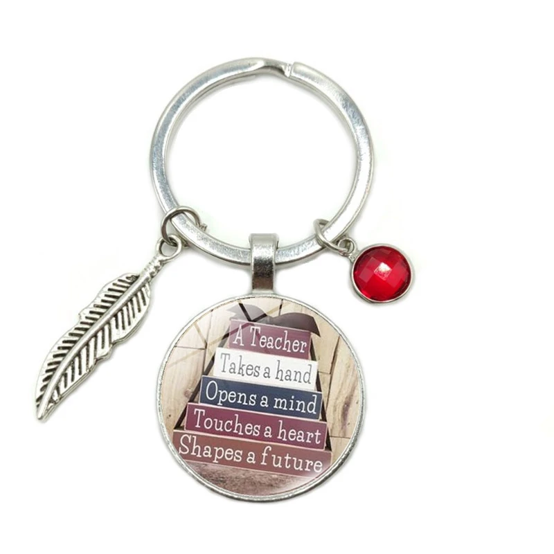 2019 New Hot Teacher's Day Gift Time Glass Convex Keychain 8 Color Crystal Alloy Leaves Hanging Key Ring Small | Украшения и