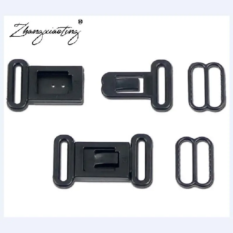 

100 Пластиковая фурнитура регулируемые ленты аксессуары черные застежки и крючки для глаз набор галстук-бабочка пряжки с зажимом