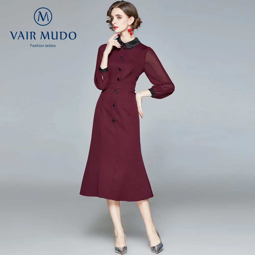 

women elegant Temperament dress skirt dress new commuter waist waist was thin and long fishtail skirt autumn winter Y-461