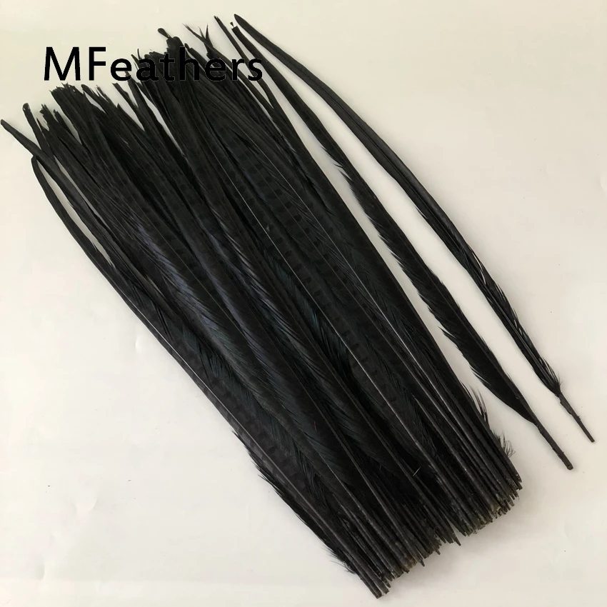 black 100 шт Черный Цвет ringneck перо из хвоста фазана обесцвеченные и окрашенные перья фазана карнавал Showgirl Backpieces - Цвет: black