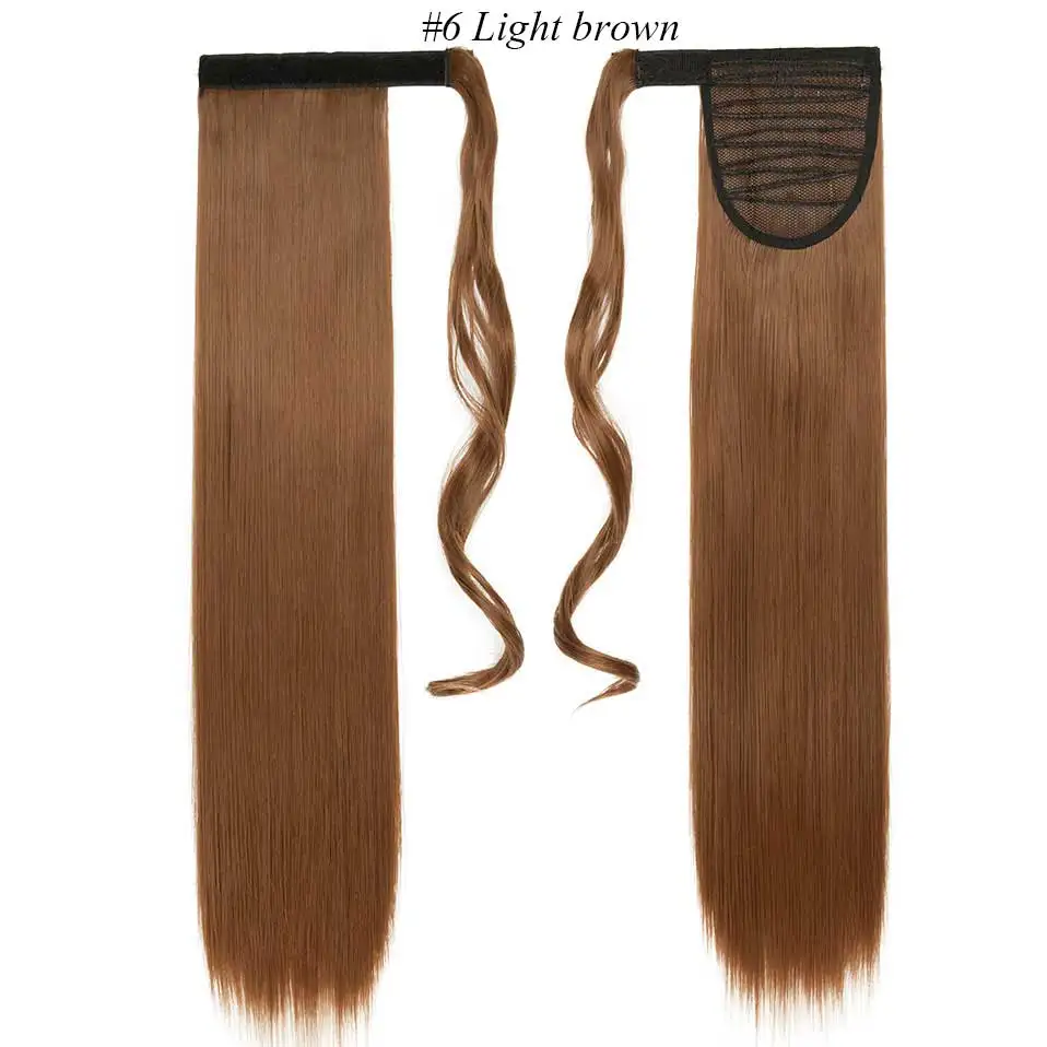light brown S-noilite, накладные волосы, конский хвост, длинные прямые волосы, синтетические волосы, 2" 26", шиньон, заколка в конский хвост, 10 цветов - Цвет: light brown