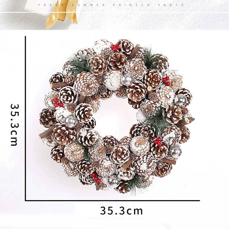 

35Cm Artificial Christmas Wreath for Front Door Wreath with Pinecone Thanksgiving Indoor Outdoor Decoration