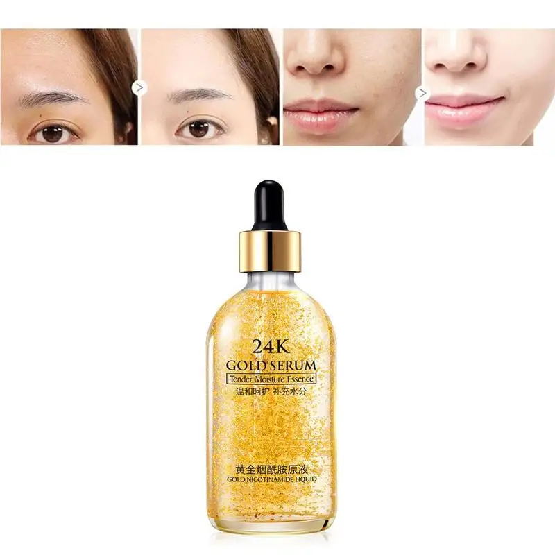 

24K Gold Hyaluronic Acid Face Serum Moisturize Shrink Skin Nicotinamide Brighten Firming Lift Care Pore B3B1