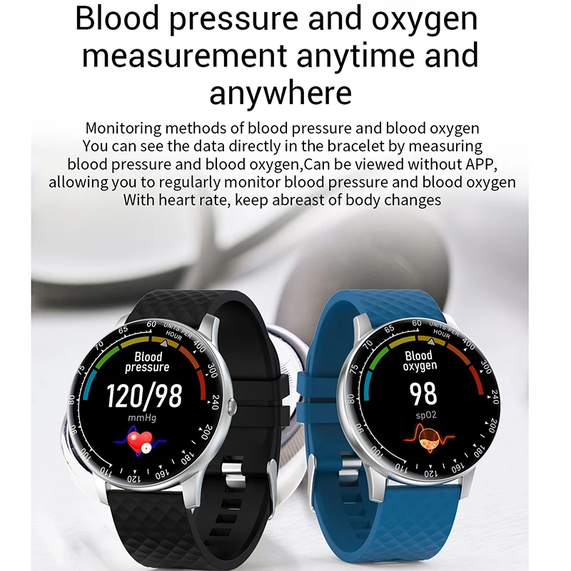 smart watch full round screen fitness tracker ip68 waterproof blood pressure sport smartwatch women men for android ios iphone free global shipping