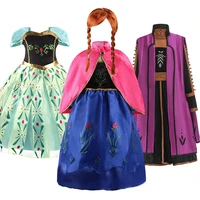 girls elsa anna dress kids cosplay snow queen 2 costume girl carnival birthday party new year clothes children fancy accessory
