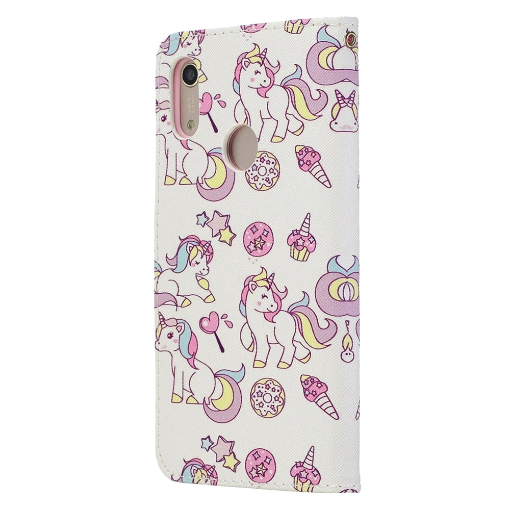 Чехол для Huawei Y6 Y7 Y9 2019 с откидной крышкой в виде единорога Etui P Smart Plus Prime