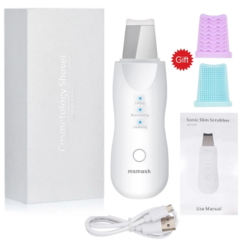 

Ультразвуковой скруббер для кожи, глубокий аппарат для чистки лица пилинг, лопатка для очистки пор лица, аппарат для подтяжки лица, пилинг, ч...