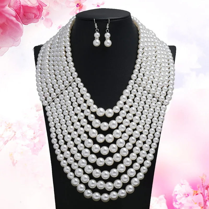 

Ожерелье модное простое темпераментное многослойное жемчужное ожерелье аксессуары для костюма Новое массивное жемчужное ожерелье для жен...