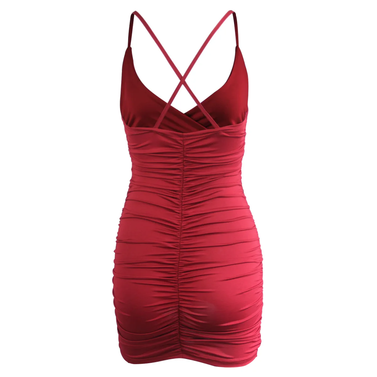 

2021 European and American Sexy Suspender Open Back Pleated Women's Dress Summer Bag Hip Women's Dress Mini Dress