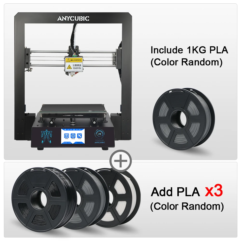 ANYCUBIC I3 Мега 3d принтер нить полностью металлическая рамка Impresora TFT сенсорный экран Высокая точность 3d принтер экструдер impressora - Цвет: Mega Add 3Kg PLA