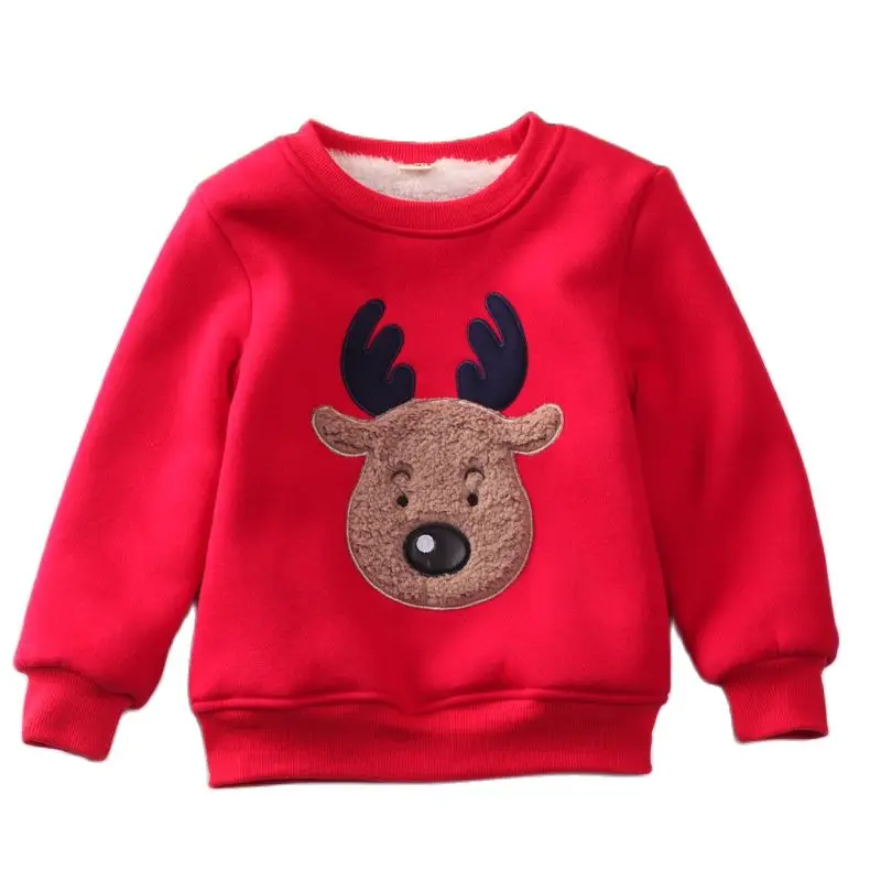 Children's Clothing Boys Girls Padded Jacket Sweater Fashion Cartoon Christmas Plus Velvet Pullover Cotton Top Tide | Мать и ребенок