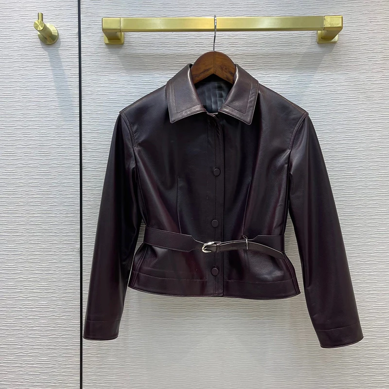 

100% Leather Jacket Women 2021 Female Casual Solid Blazer Spring Autumn Formal Outerwear Coat
