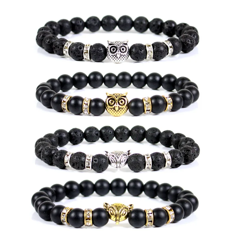 Модные матовые браслеты с бусинами из натурального камня для женщин черный
