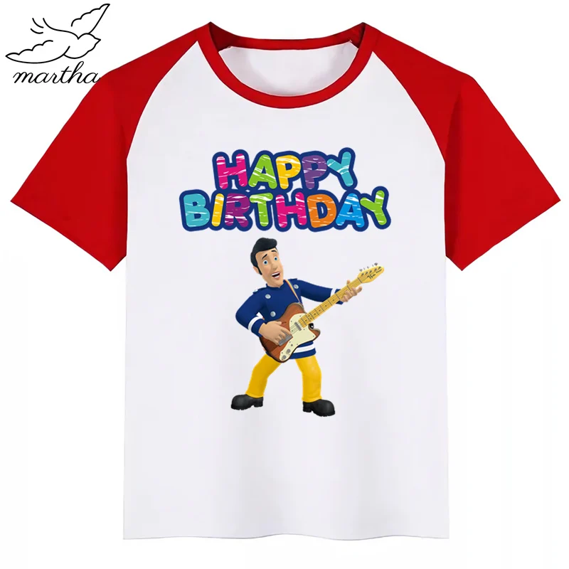 Одежда для детей с надписью «Happy Birthday Number», «Fireman Sam DIYKids»; футболка для девочек; подарок на день рождения; одежда для детей; футболки для мальчиков; футболки для малышей