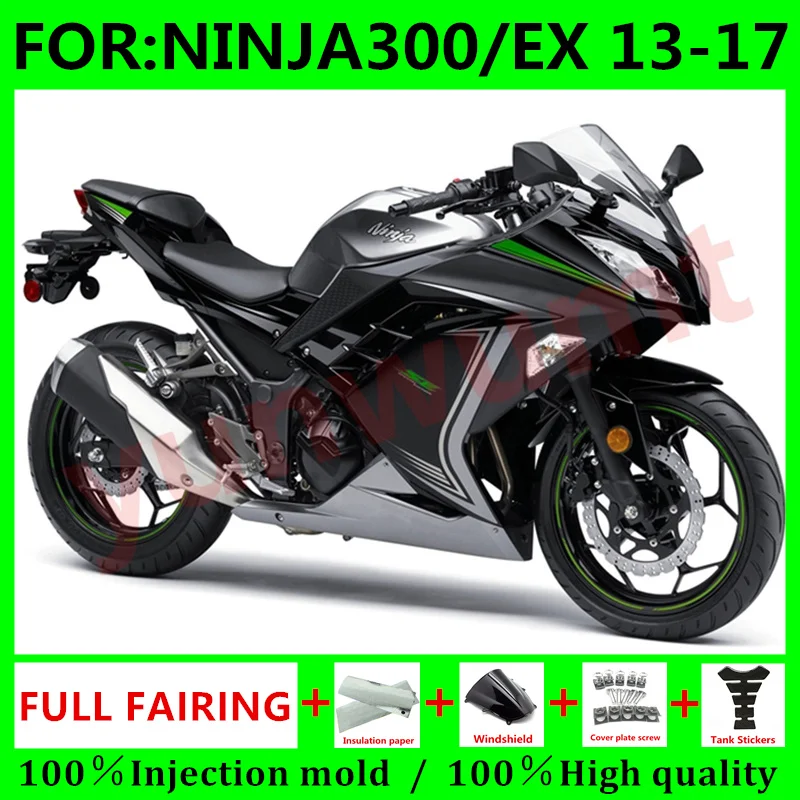 

Комплект обтекателей для мотоцикла из ABS под давлением 100%, подходит для Kawasaki NINJA300 Ninja EX 300 12 13 14 15 16 17, обтекатель черного и белого цвета