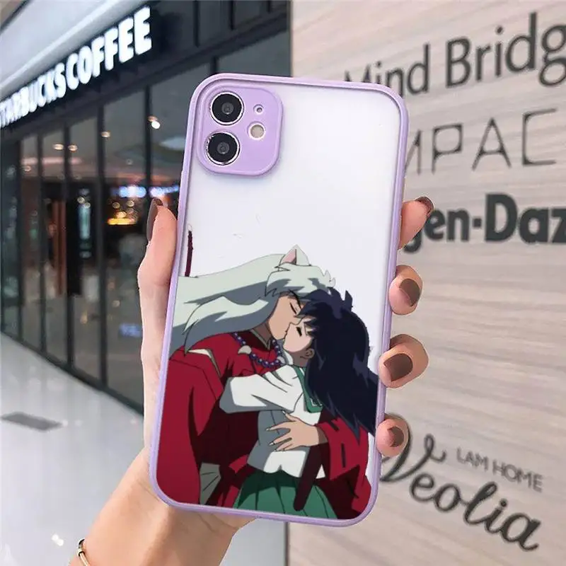 

Inuyasha anime Sesshoumaru Higurashi Kagome Phone Cases matte transparent For iphone 7 8 11 12 plus mini x xs xr pro max cover