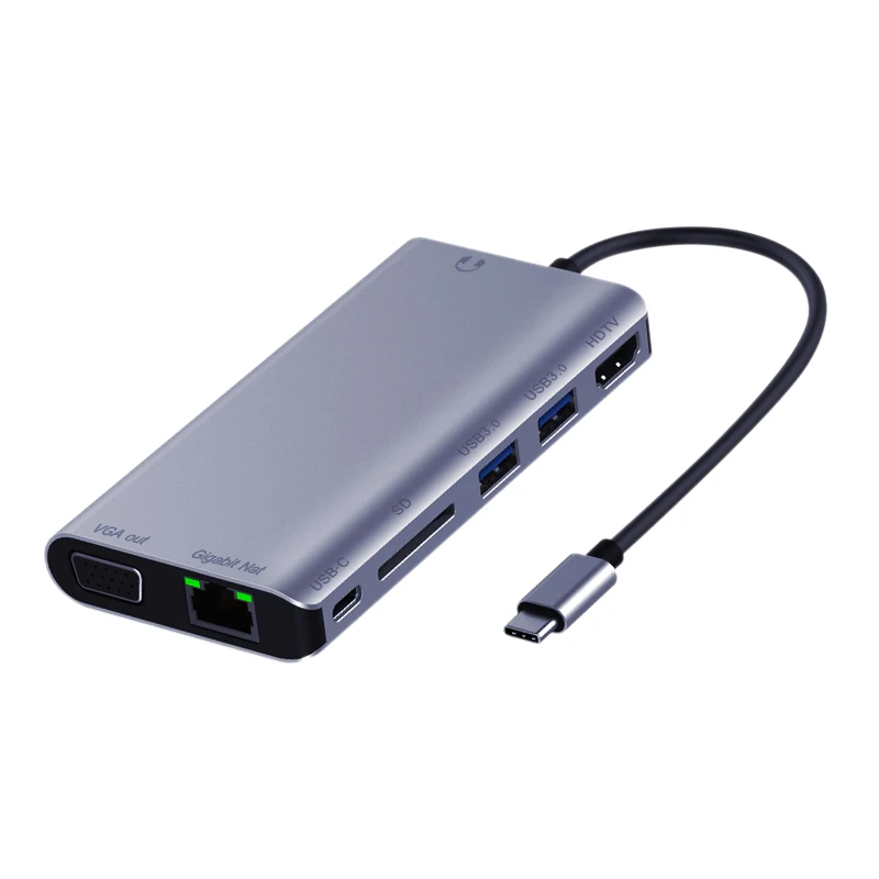 Usbc To Rj45 Lan 4K Hdmi Vga 2Usb 3.0 Sd Card Slot Reader 8 in 1 Type C Dock Adapter Hub for Macbook Samsung Huawei Dex Mode |