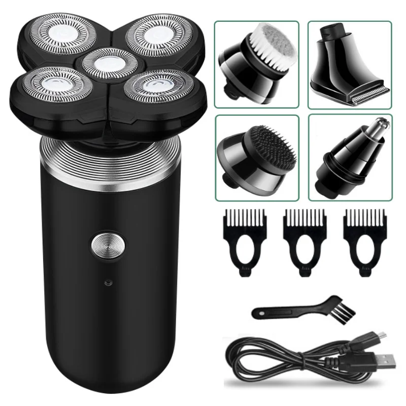 

Kemei 5 in 1 Multifunctional Electric Shaver Rechargeable Whole Body Washing Men's Facial Care Tools Beard Nose Trimmer KM-1004