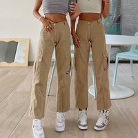 womens fashion streetwear high waist loose straight leg pants new casual pants fashion clothes retro big pocket denim jeans