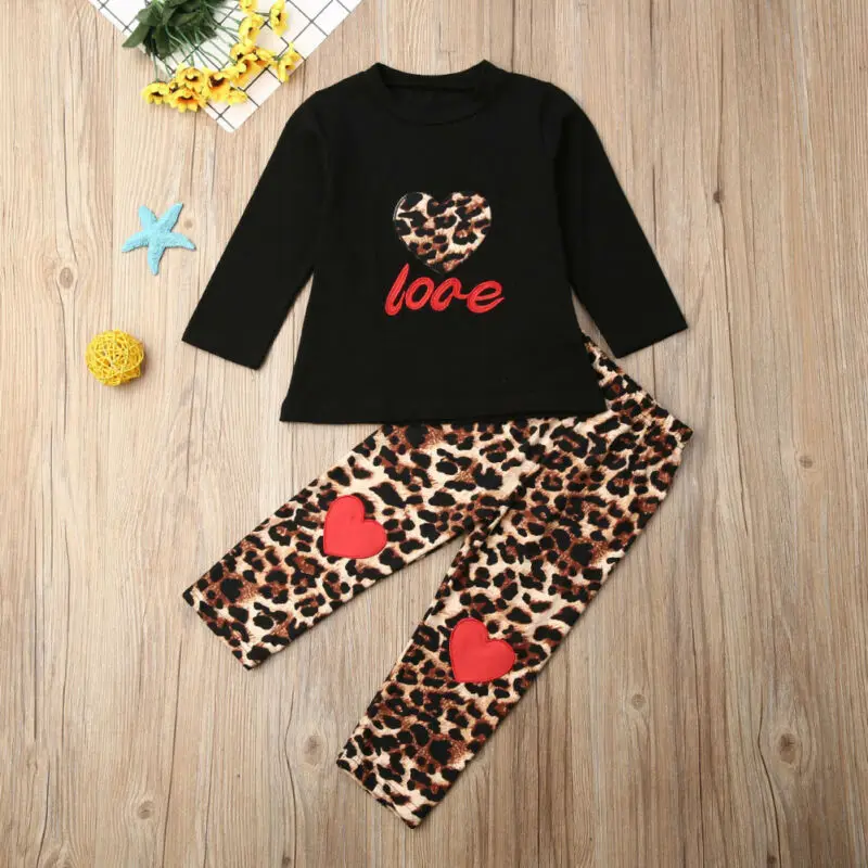 Нам осенняя одежда для маленьких девочек детей топы футболки и леггинсы с