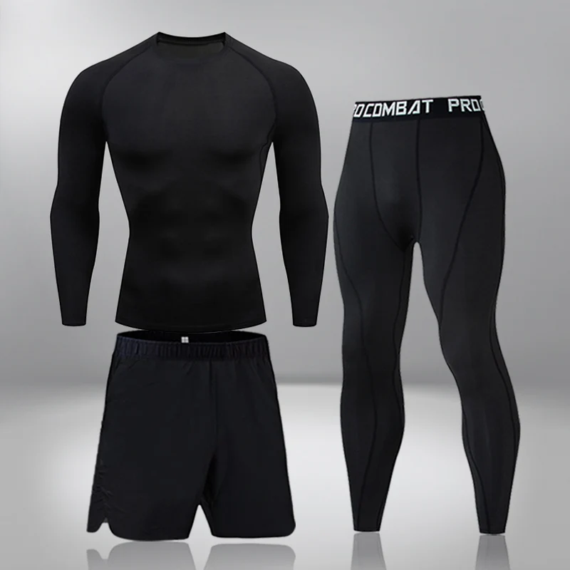 

Thermal Underwear Brand Men's Compression Running Set Tight Legging Pant Long Sleeves T-Shirt Sport Clothing Teenager Tracksuit