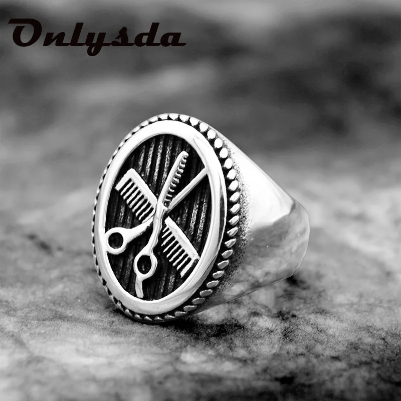 

Парикмахерское кольцо, ножницы, гребень из нержавеющей стали 316L, ювелирные изделия, для парикмахерского салона, Прямая поставка, 049