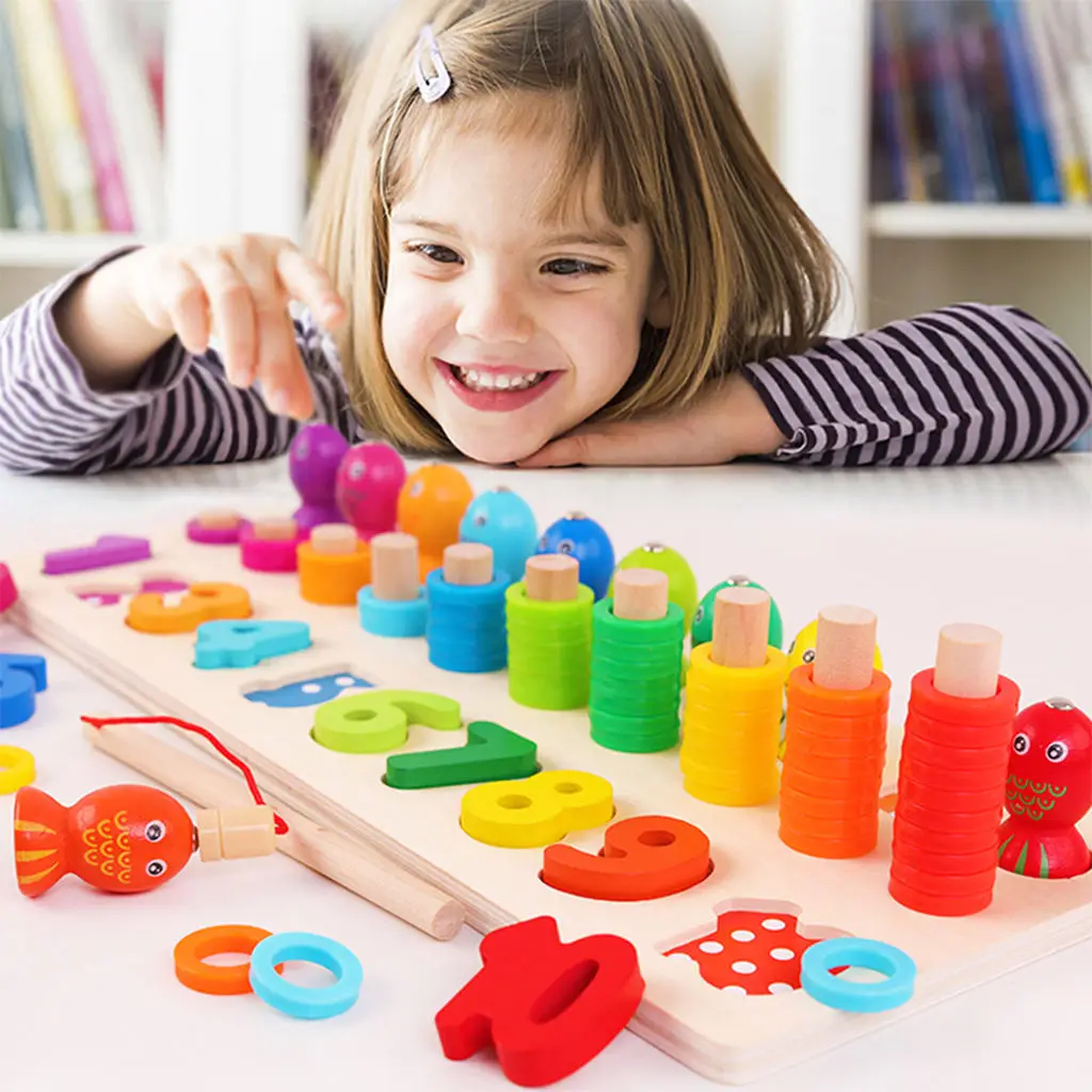 

Children Montessori Math Fishing Toys,Counting Board Preschool Early Learning Education Game Aids Toys