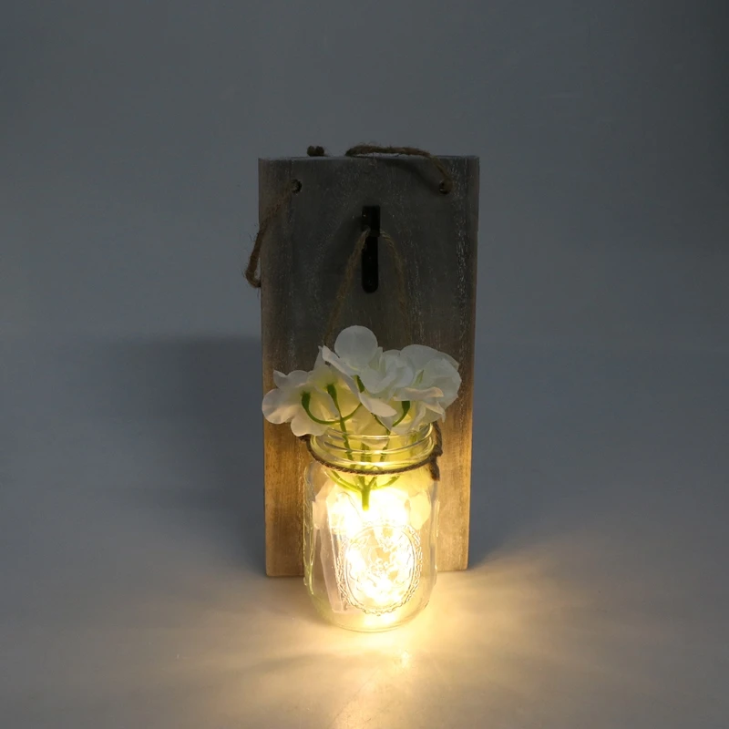 Прозрачная стеклянная банка цветы подвесная деревянная доска настенный