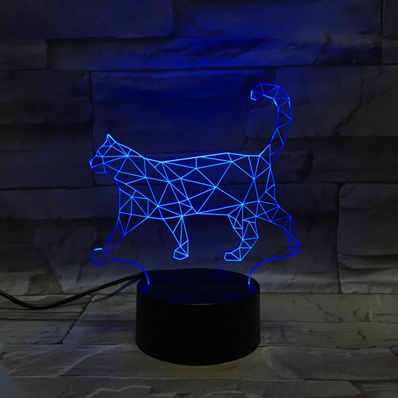 Милый Котик 3D лампа ночник в виде животного светодиодный USB прибор для настроения