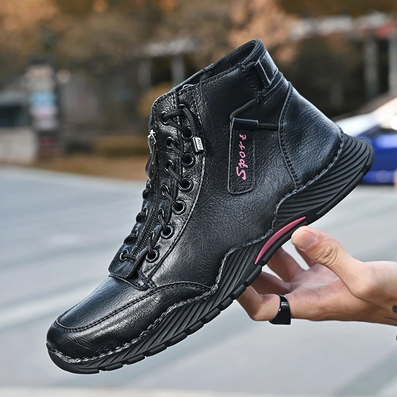

Winter Men's Boots High-Top Casual Shoes Men British Style Lace-Up Tooling Calceus Male Fashion Street Walking Zapatillas Hombre