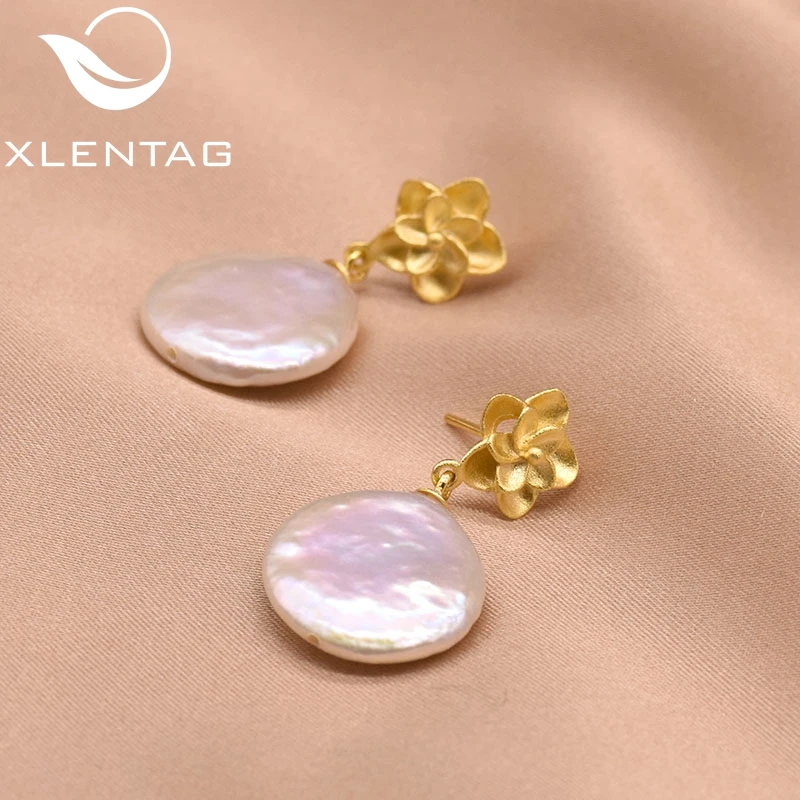 Женские Висячие серьги XlentAg из натурального круглого жемчуга в стиле барокко с