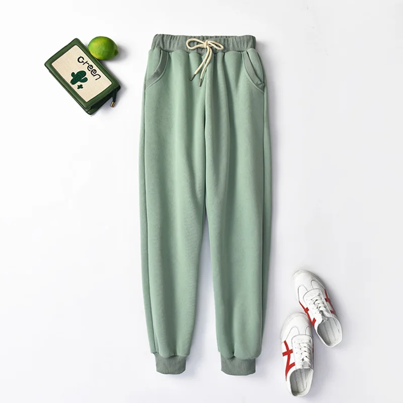 Плотные кашемировые женские брюки из ягненка спортивные зимние плотные