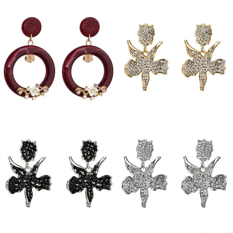 Модные блестящие стразы свисающие богемные разнообразные очаровательные